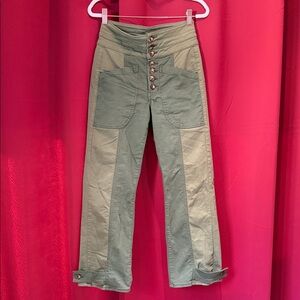 Veronica Beard High-Waisted Green Button-Up Women Marley convertible Jeans